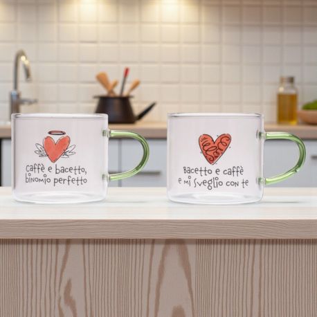 SET 2 TAZZINE ASSORTITE CON FRASI UNICHE PER BOMBONIERE ORIGINALI