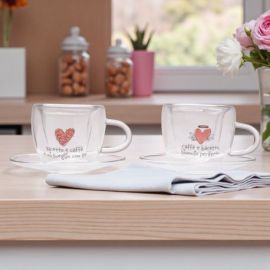 SET 2 TAZZINE CON PIATTINO: BOMBONIERE ORIGINALI PER MATRIMONI E ANNIVERSARI