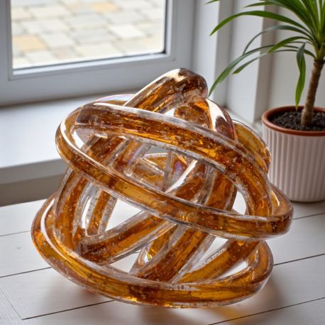 BOMBONIERA SOLIDALE NODO D'AMORE AMBRA PER MATRIMONI E ANNIVERSARI