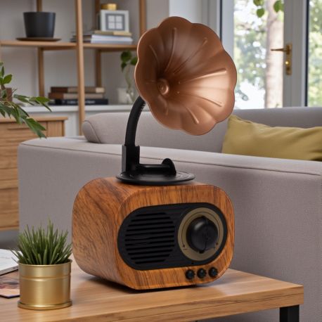 RADIO BLUETOOTH SPEAKER A FORMA DI GRAMMOFONO PER BOMBONIERE SOLIDALI UNICHE