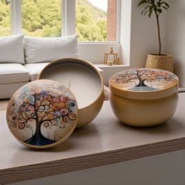 CANDELA IN LATTA ALBERO DELLA VITA: BOMBONIERA ORIGINALE E SOLIDALE