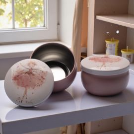 SCATOLA PORTAGIOIE IN LATTA CON BALLERINA PER BATTESIMO E COMUNIONE