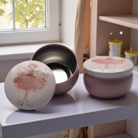 SCATOLA PORTAGIOIE IN LATTA CON BALLERINA PER BATTESIMO E COMUNIONE