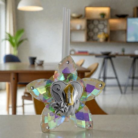 PROFUMATORE AMBIENTE A FORMA DI FIORE CON SIMBOLI SACRI PER CRESIMA