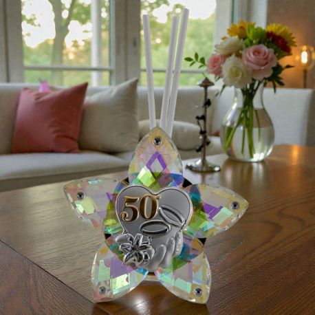 BOMBONIERA DIFFUSORE AMBIENTE A FORMA DI FIORE PER ANNIVERSARIO 50°