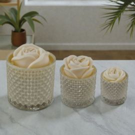 CANDELA PROFUMATA A FORMA DI ROSA BOMBONIERA PER MATRIMONIO O ANNIVERSARIO
