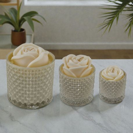 CANDELA PROFUMATA A FORMA DI ROSA BOMBONIERA PER MATRIMONIO O ANNIVERSARIO