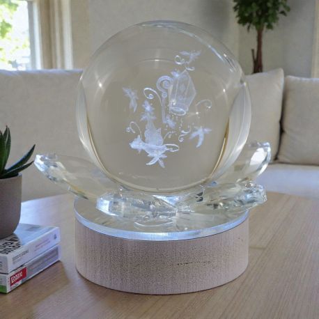 SPETTACOLARE SFERA LED CON SIMBOLI SACRI PER BOMBONIERE CRESIMA