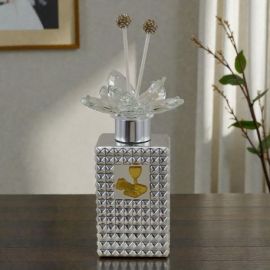 DIFFUSORE ESSENZA CON FIORE SWAROVSKY SIMBOLI SACRI PRIMA COMUNIONE COLOR ARGENTO