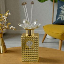 PROFUMATORE AMBIENTE COLOR ORO CON TAPPO FIORE IN SWAROVSKY ALBERO DELLA VITA