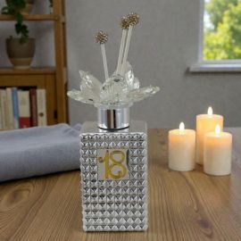 DIFFUSORE ESSENZA COLOR ARGENTO CON NUMERO 18 ORO IDEALE PER UNA BOMBONIERA UNICA