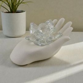 BOMBONIERA MANO CON FIORE IN SWAROVSKI ORIGINALE PER MATRIMONIO E COMUNIONE