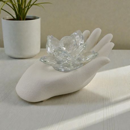 BOMBONIERA MANO CON FIORE IN SWAROVSKI ORIGINALE PER MATRIMONIO E COMUNIONE