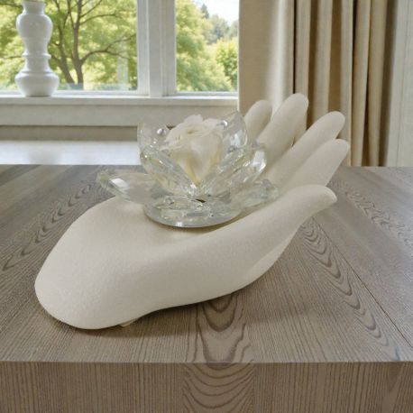 MANI UNITE ALTE CON FIORE IN SWAROVSKY: BOMBONIERA ORIGINALE PER MATRIMONIO