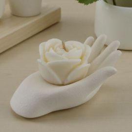 BOMBONIERA MANO CON CANDELA A FORMA DI ROSA PER MATRIMONIO