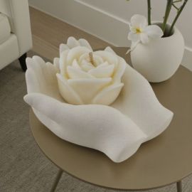CANDELA A FORMA DI ROSA CON MANO IN RESINA BOMBONIERA MATRIMONIO