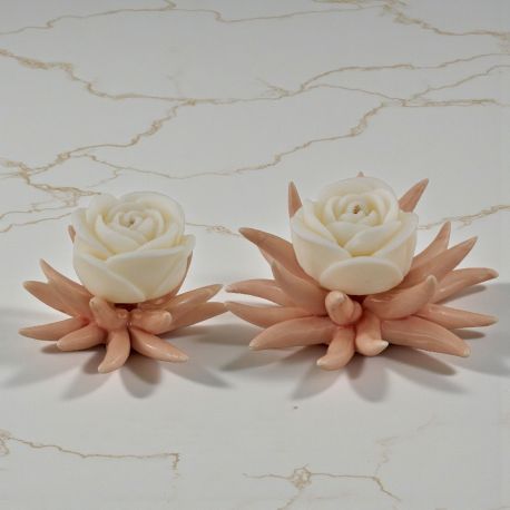 SCULTURA RICCIO CON CANDELA ROSA BOMBONIERA MATRIMONIO ANNIVERSARIO