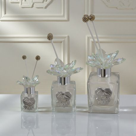 PROFUMATORE AMBIENTE CON TAPPO ARGENTO E FIORE SWAROVSKI PER 25° ANNIVERSARIO