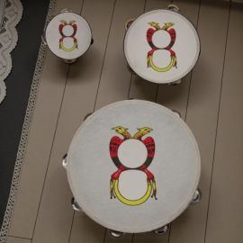 TAMBURELLO CON ASSO DI DENARI BOMBONIERA ORIGINALE PER COMPLEANNO