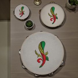 TAMBURELLO ASSO DI BASTONI CARTE NAPOLETANE COLORE PASTELLO