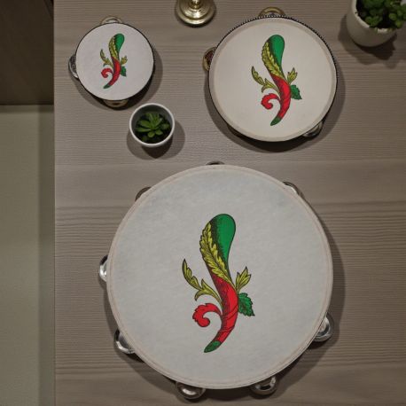 TAMBURELLO ASSO DI BASTONI CARTE NAPOLETANE COLORE PASTELLO