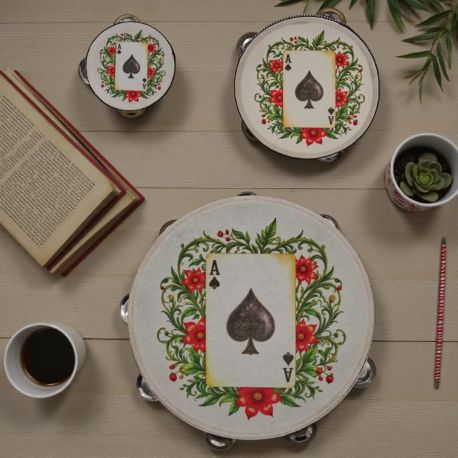 TAMBURELLO CARTE FRANCESI ASSO DI PICCHE IDEA BOMBONIERA COMPLEANNO