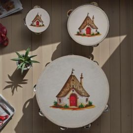 TAMBURELLO CON TRULLO PUGLIESE: BOMBONIERA ORIGINALE PER MATRIMONIO