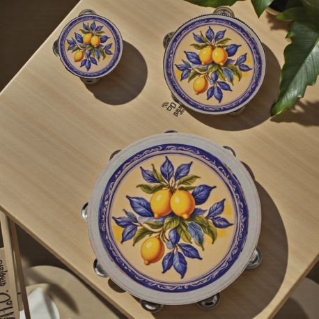 TAMBURELLO CON LIMONI E FOGLIE: BOMBONIERA ORIGINALE PER MATRIMONIO