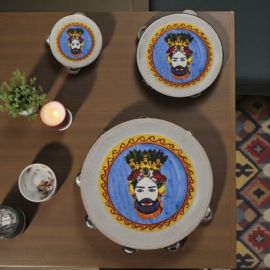 TAMBURELLO CON TESTA DI MORO UOMO: BOMBONIERA SICILIANA ORIGINALE