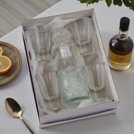 BOMBONIERE UTILI CONFEZIONE 3 PEZZI CON BOTTIGLIETTA E BICCHIERI DA LIQUORE