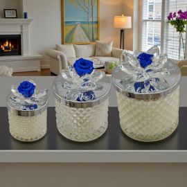 CANDELA E PORTACANDELA DIAMANTATO CON FIORE SWAROVSKI PER MATRIMONIO