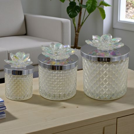 PORTACANDELA IN VETRO DIAMANTATO CON FIORE SWAROVSKI PER BOMBONIERE ORIGINALI