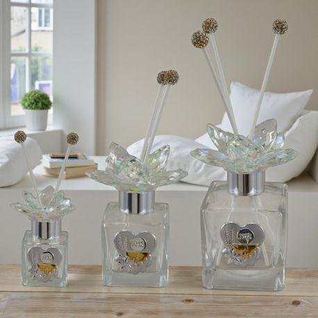 BOMBONIERA DIFFUSORE AMBIENTE CON FIORE IN SWAROVSKY PER PRIMA COMUNIONE