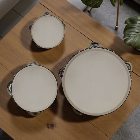 TAMBURELLO IN LEGNO PER FESTE E BOMBONIERE A TEMA MUSICALE