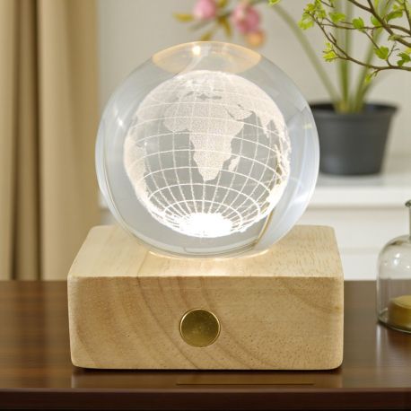 LAMPADA LED CON MAPPAMONDO BOMBONIERA TEMA VIAGGIO PER EVENTO