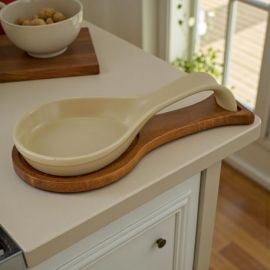 BOMBONIERA UTILE: POGGIAMESTOLO MODERNO CON BASE IN LEGNO