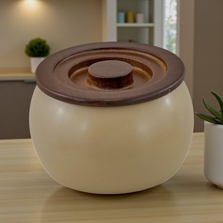 CIOTOLA CON COPERCHIO IN LEGNO: BOMBONIERA MODERNA PER MATRIMONIO