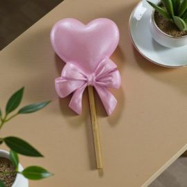 MAGNETE ROSA LECCA LECCA A FORMA DI CUORE PER NASCITE E BATTESIMI