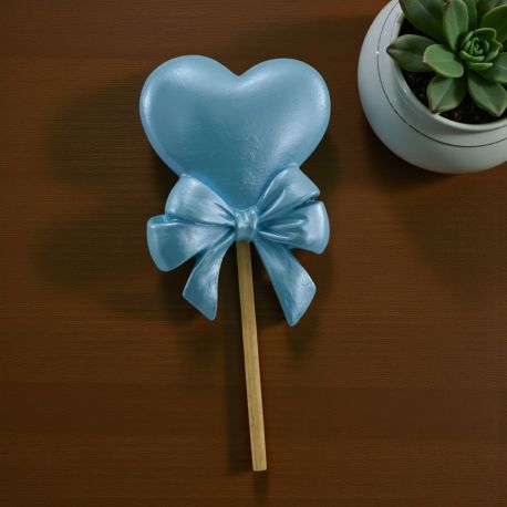 MAGNETE A FORMA DI CUORE CON FIOCCO CELESTE PER BOMBONIERE ORIGINALI