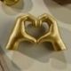 MAGNETE MANI A FORMA DI CUORE ORO PER MATRIMONIO E NOZZE D'ORO