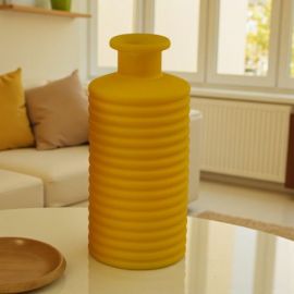 VASO PORTAFIORI A RIGHE IN CERAMICA GIALLO PER BOMBONIERE PREZIOSE