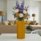 VASO PORTAFIORI CILINDRICO A RIGHE GIALLO PER BOMBONIERE ELEGANTI