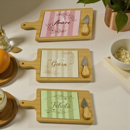 SET TAGLIERE E COLTELLINO A RIGHE: BOMBONIERA ORIGINALE