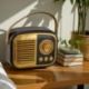 BOMBONIERA SPEAKER BLUETOOTH VINTAGE NERO E ORO PER EVENTI UNICI