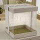SCATOLA QUADRATA TRASPARENTE CON BASE CREMA E MANICO: EVENTI ELEGANTI