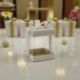 SCATOLA QUADRATA TRASPARENTE CON BASE CREMA E MANICO: EVENTI ELEGANTI