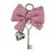 CIONDOLO FIOCCO ROSA CON STRASS CHIAVE E CUORE PER BOMBONIERE