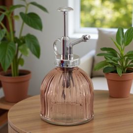 BOTTIGLIA RIGATA A CUPOLA ROSA CON TAPPO DOSATORE ARGENTATO PER MATRIMONI