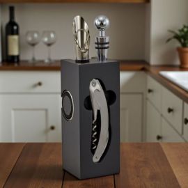 SET VINO 6 PEZZI IN CONTENITORE A FORMA DI CEPPO - BOMBONIERA UNICA!