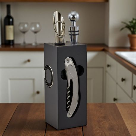 SET VINO 6 PEZZI IN CONTENITORE A FORMA DI CEPPO - BOMBONIERA UNICA!